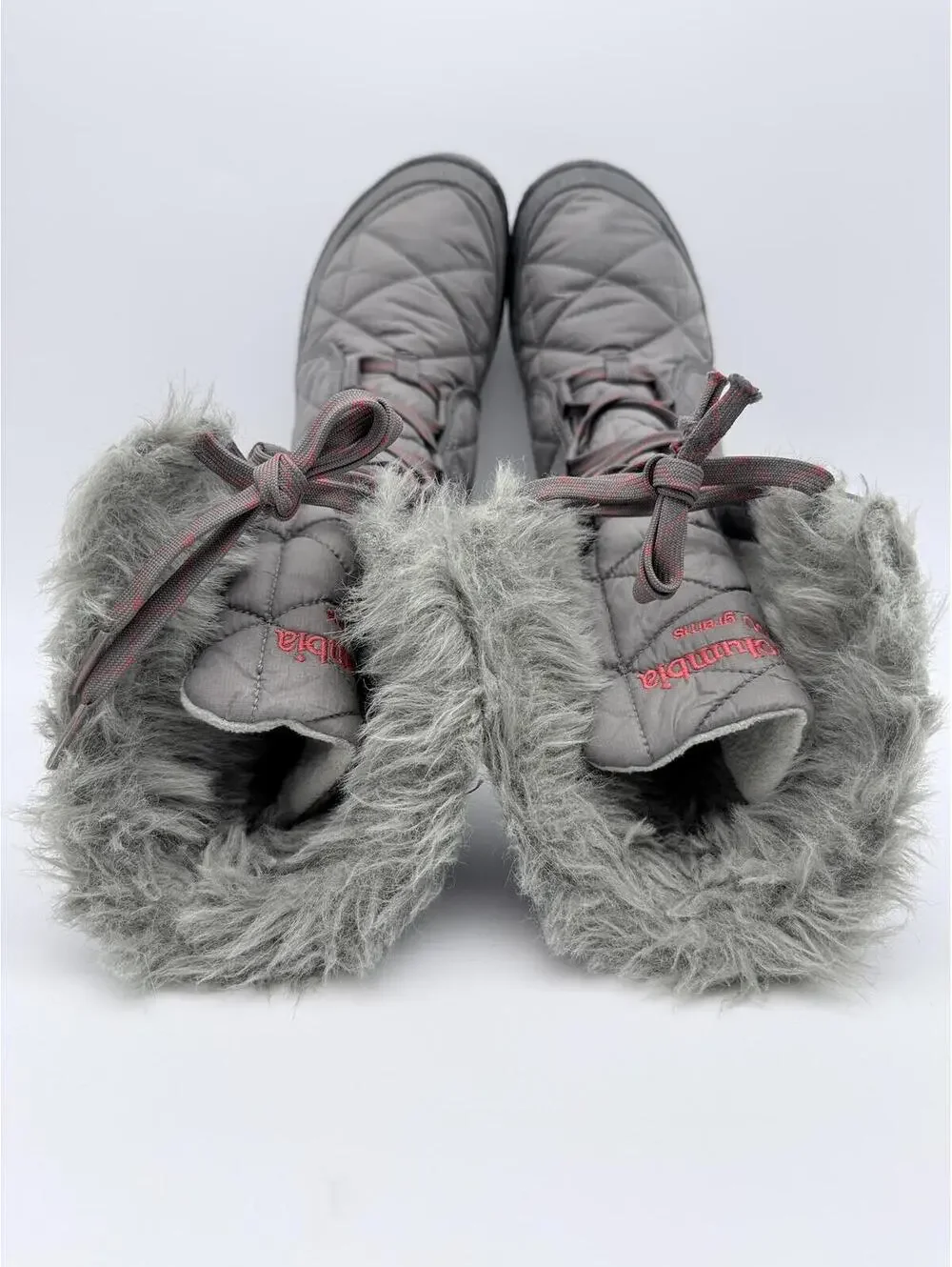 Columbia Minx Mid II‎ Omni-Heat Womens 9 Gray Faux Fur Winter Boots YL5164-051